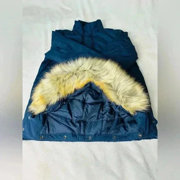 Tommy Hilfiger Navy Blue Parka with Faux Fur Hood Size Large - Picture 9 of 13